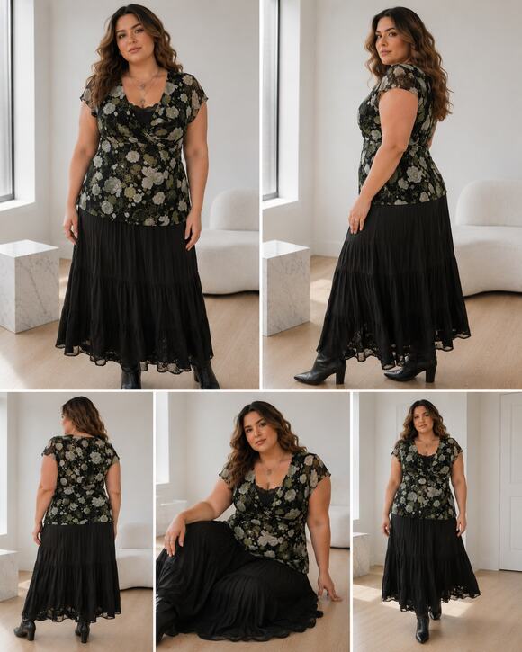 perseption Tops - Vintage Y2K Perception Green Floral Mesh Surplice Top Women's 2X Fairycore